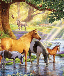 Pferdemärchen im Wald Diamond Painting Motiv