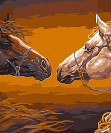 Zwei Pferde Zeichnung Diamond Painting Motiv