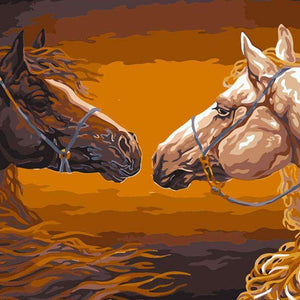 Zwei Pferde Zeichnung Diamond Painting Motiv