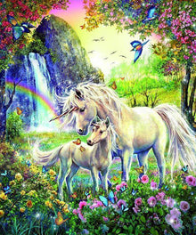 Einhorn Pferde in der Traumwelt Diamond Painting Motiv