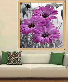 Lila Gänseblümchen Diamond Painting Blumenmotiv