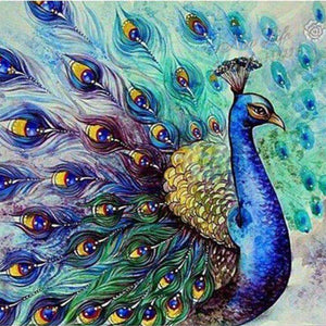 Pfau mit gespreizten Federn Diamond Painting Motiv