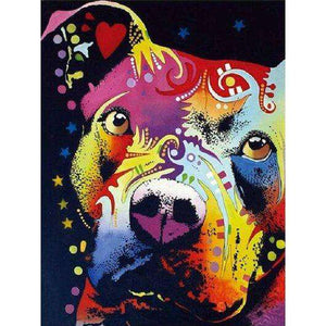 Bunter Pitbull Diamond Painting Hundemotiv