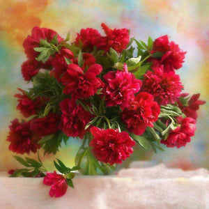 Kunstvolle rote Blumen Diamond Painting