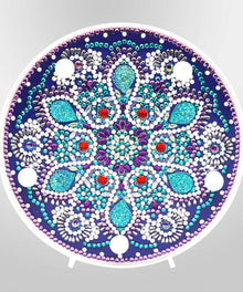 Runde Pure Mandala Diamond Painting Lampe in Türkis und Violett