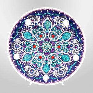 Runde Pure Mandala Diamond Painting Lampe in Türkis und Violett
