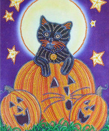 Kätzchen und Kürbisse Diamond Painting Halloween-Motiv