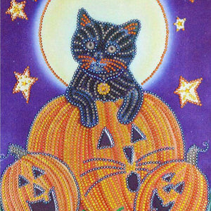 Kätzchen und Kürbisse Diamond Painting Halloween-Motiv