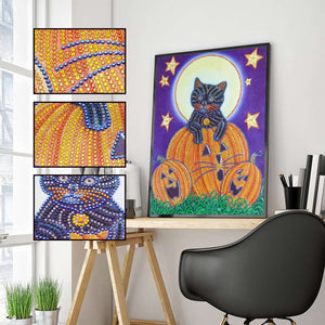 Kätzchen und Kürbisse Diamond Painting Halloween-Motiv, Bild 2