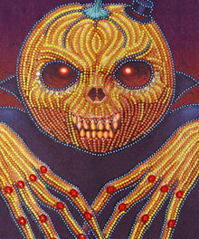 Gruseliger Kürbismann Diamond Painting 30x40 mit leuchtenden Augen