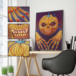 Gruseliger Kürbismann Diamond Painting 30x40 mit leuchtenden Augen, Bild 2