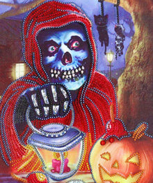 Skelett mit Lampe - Diamond Painting Halloweenmotiv 30x40 cm