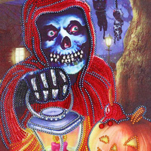 Skelett mit Lampe - Diamond Painting Halloweenmotiv 30x40 cm