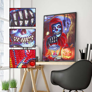 Skelett mit Lampe - Diamond Painting Halloweenmotiv 30x40 cm, Bild 2