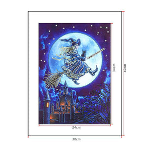 Hexe im Mondschein Diamond Painting 30x40 mit Vollmond, Bild 3