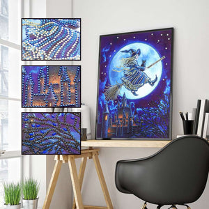 Hexe im Mondschein Diamond Painting 30x40 mit Vollmond, Bild 2