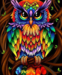 Regenbogen-Eule Diamond Painting