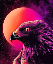 Raubvogel in der Nacht - Diamond Painting mit Mond