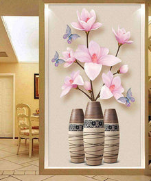 Rosa Blumenvase Diamond Painting im Großformat