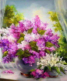 Fliederstrauß am Fenster Diamond Painting