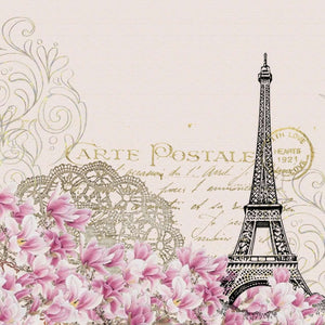 Rosa Pariser Atmosphäre mit Eiffelturm - Diamond Painting Blumenmotiv