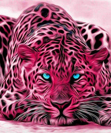 Rosa Tiger Diamond Painting mit blauen Augen