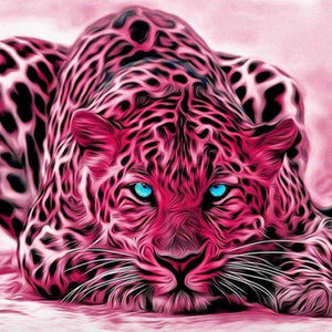 Rosa Tiger Diamond Painting mit blauen Augen