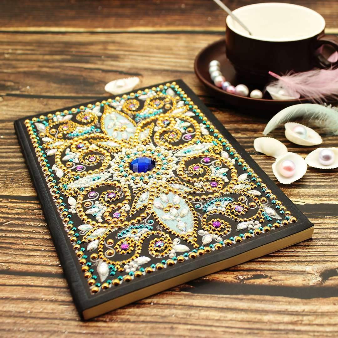 Saphir-Ornament Diamond Painting Notizbuch Motiv
