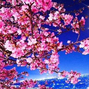 Sakura Baum Diamond Painting mit Kirschblüten bei Nacht