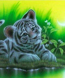Süßer kleiner Tiger Diamond Painting im Gras