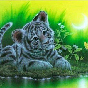 Süßer kleiner Tiger Diamond Painting im Gras