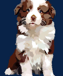 Süßer Welpe Diamond Painting mit braun-weißem Hund