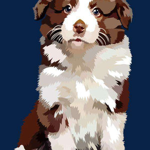 Süßer Welpe Diamond Painting mit braun-weißem Hund