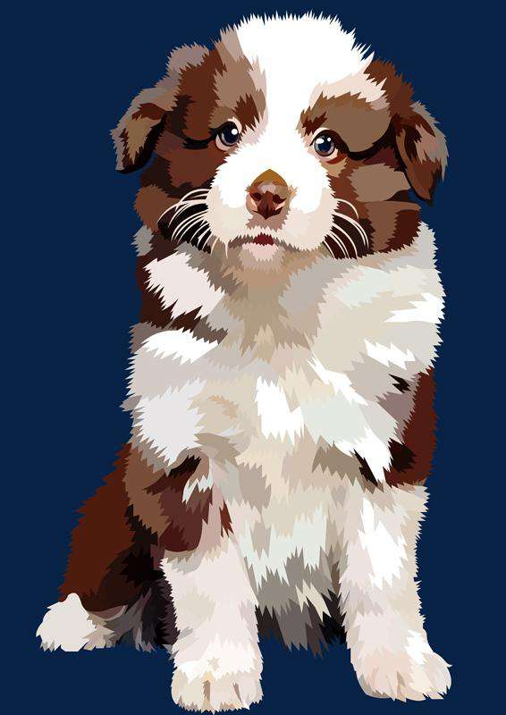 Süßer Welpe Diamond Painting mit braun-weißem Hund