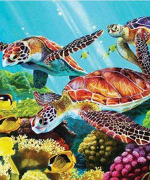 Schildkröten im Korallenriff - Diamond Painting Meeresmotiv