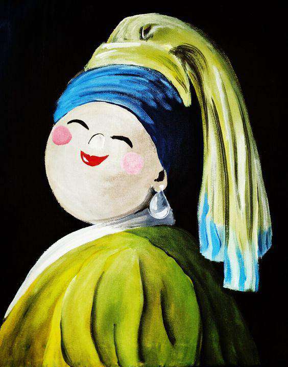 Dame mit Perlenohrring Diamond Painting