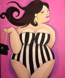 Dame im Streifenkleid Diamond Painting
