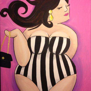 Dame im Streifenkleid Diamond Painting