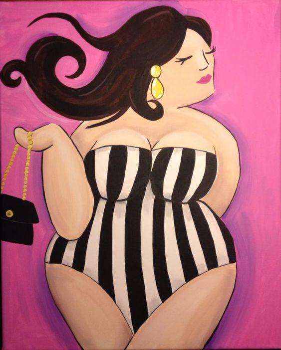 Dame im Streifenkleid Diamond Painting