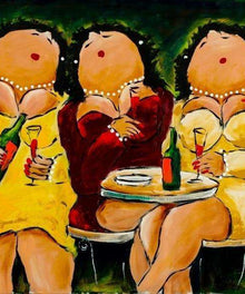 Drei dicke Damen trinken Wein Diamond Painting