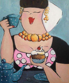 Holländische Dame mit Kaffee Diamond Painting Motiv