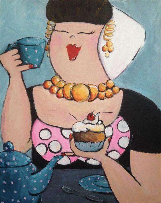 Holländische Dame mit Kaffee Diamond Painting Motiv
