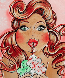 Dame mit Milkshake Diamond Painting Motiv