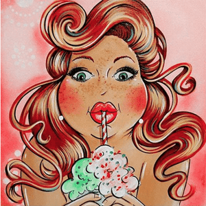 Dame mit Milkshake Diamond Painting Motiv