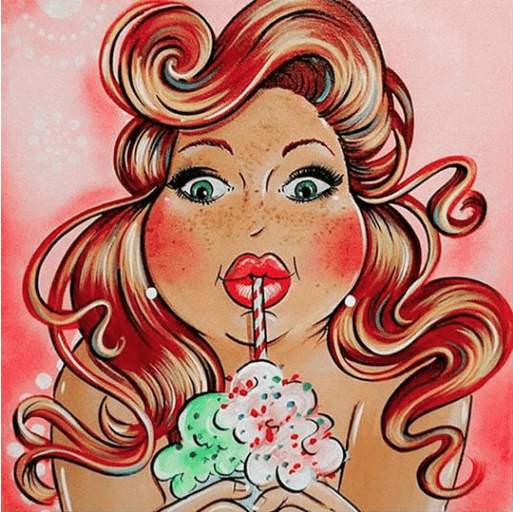 Dame mit Milkshake Diamond Painting Motiv