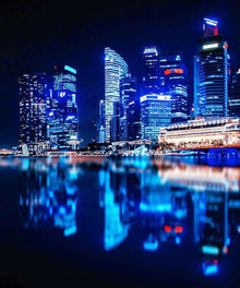 Singapur bei Nacht - Diamond Painting Skyline Motiv