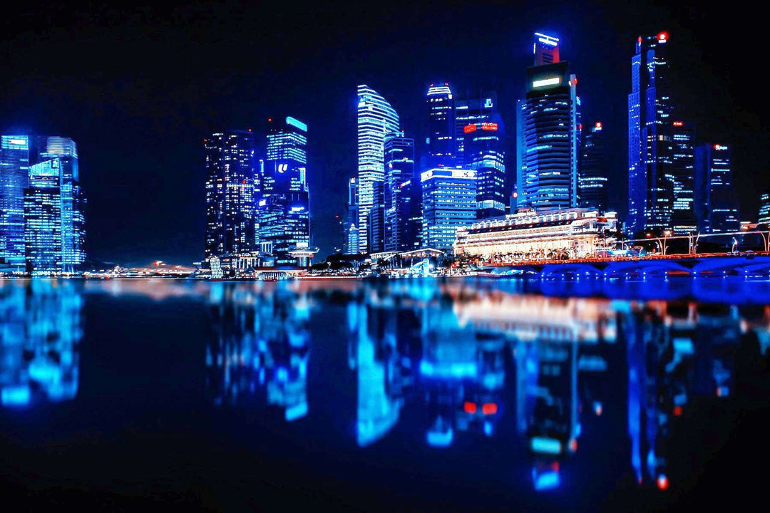 Singapur bei Nacht - Diamond Painting Skyline Motiv