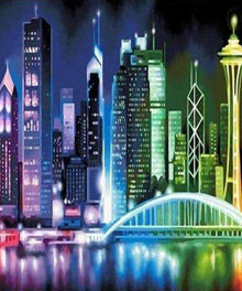 Stadt in Farbe - Diamond Painting mit bunter Skyline