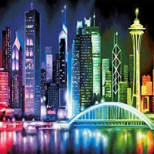 Stadt in Farbe - Diamond Painting mit bunter Skyline