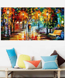 Paar im Herbstpark - Diamond Painting Landschaftsmotiv